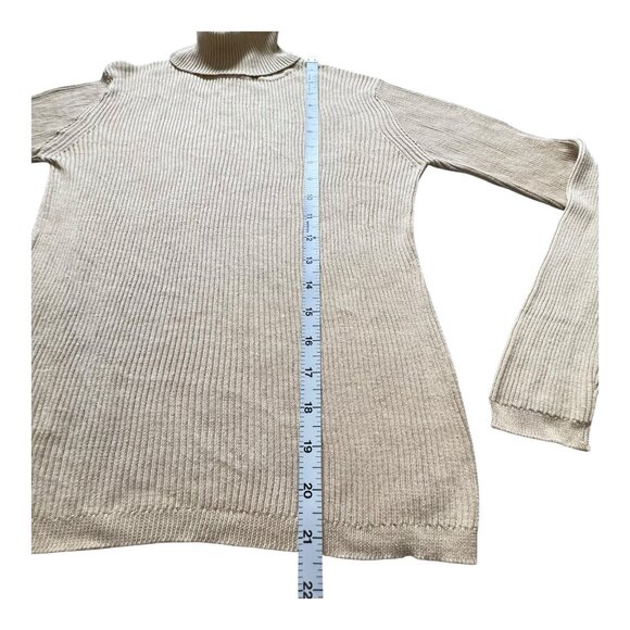 Brooks Brothers 100% Silk Turtleneck Sweater Beige Ribbed Knit Women’s M - Picture 5 of 8